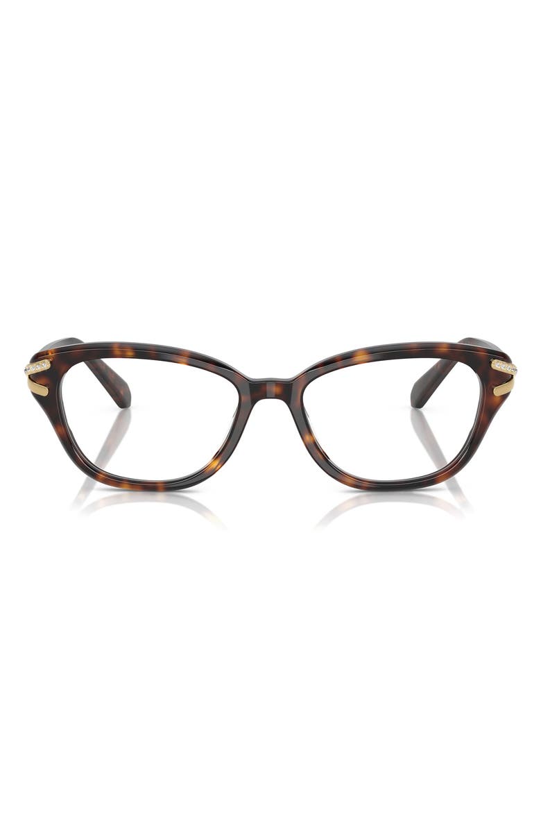 Swarovski 54mm Pillow Optical Glasses, Main, color, Havana