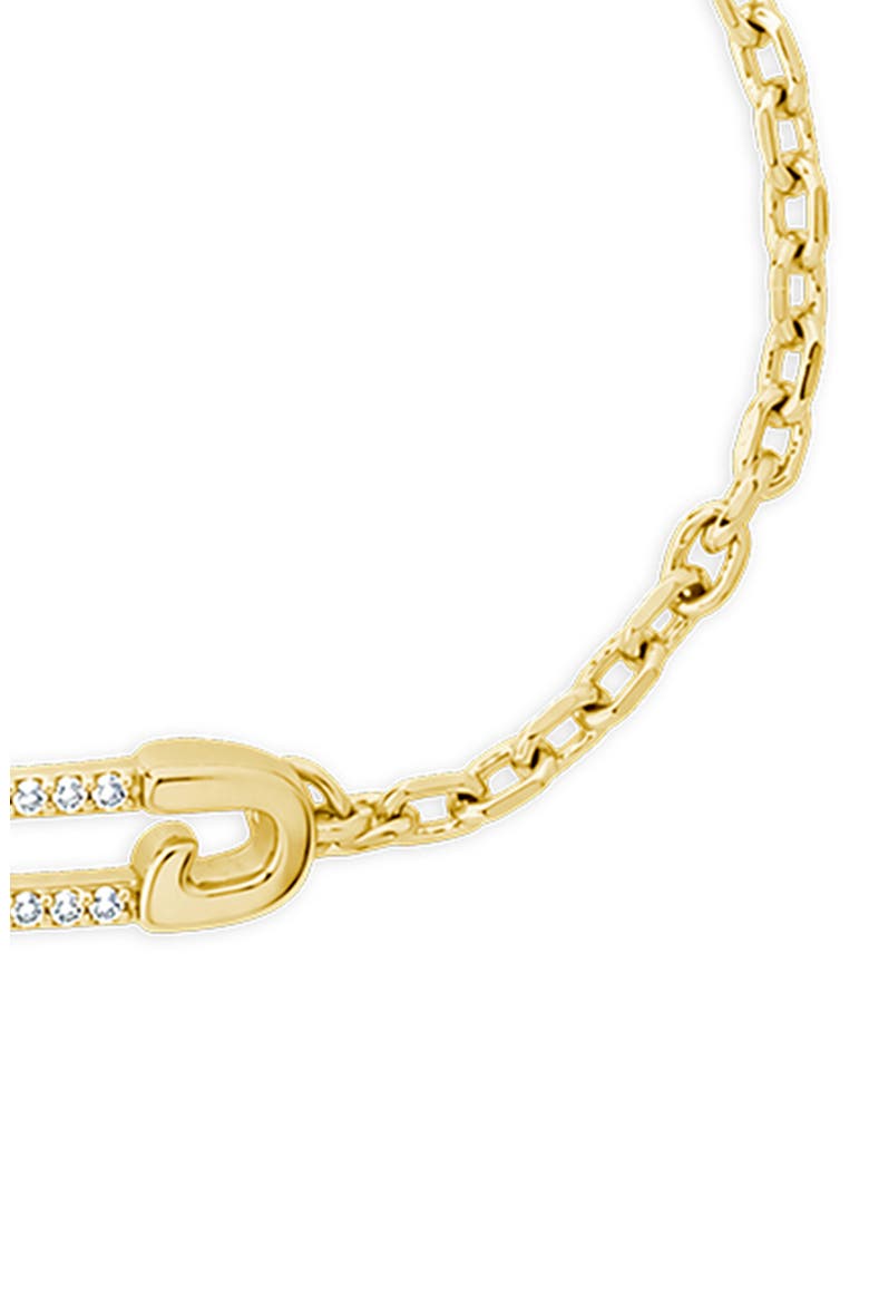Pavé Cubic Zirconia Bar Charm Bracelet, Alternate, color, GOLD
