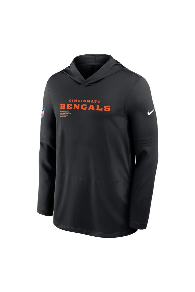 Men's Nike Black Cincinnati Bengals Sideline Pure Fury Performance Long Sleeve Hoodie T-Shirt, Alternate, color, Black