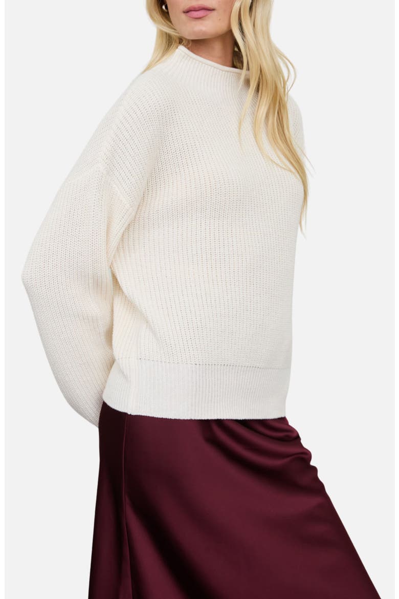 Ribbed Mock Neck Cropped Sweater, Alternate, color, CREAM