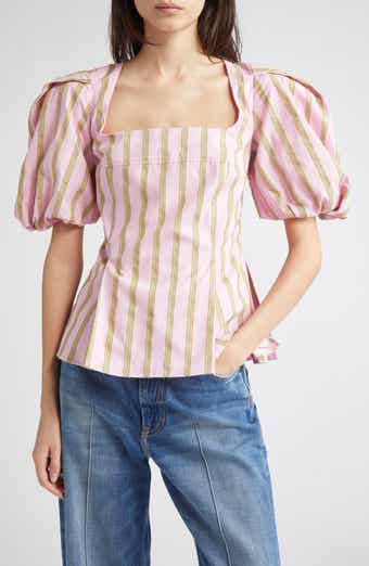 Stine Goya Jacquard Puff Sleeve Organic Cotton Top