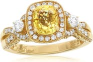 SOUZANA by Suzy Levian 14K Gold 1.62ct Yellow Sapphire & 0.71cttw Diamond Ring