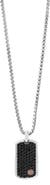 EFFY Men's Sterling Silver & 18K Rose Gold Pavé Black Sapphire Dog Tag Pendant Necklace
