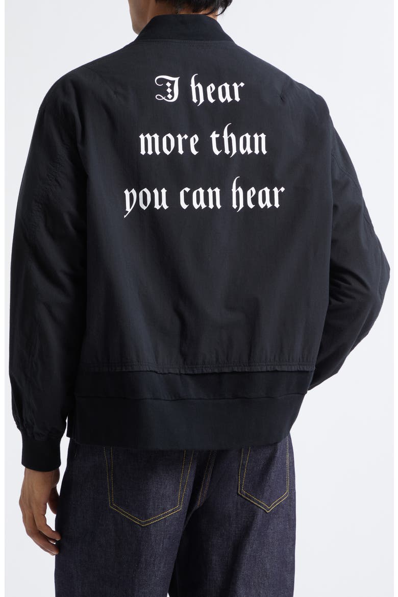 Graphic Cotton Bomber Jacket, Alternate, color, BLACK