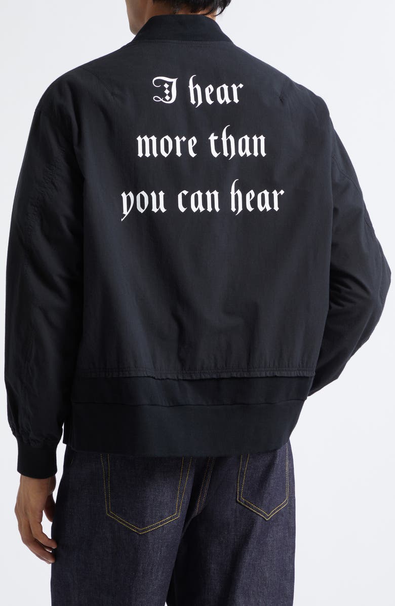 Undercover Graphic Cotton Bomber Jacket, Alternate, color, Black
