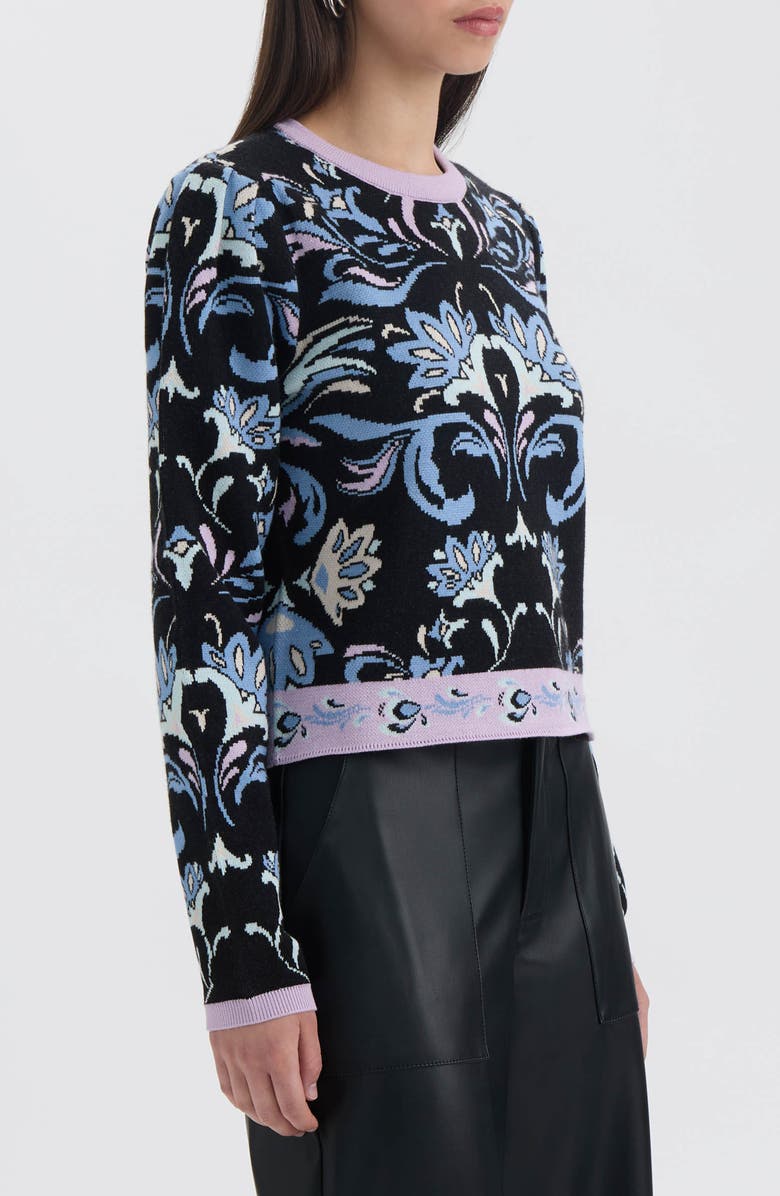 NVLT Crewneck Sweater, Alternate, color, Black Brocade Flower