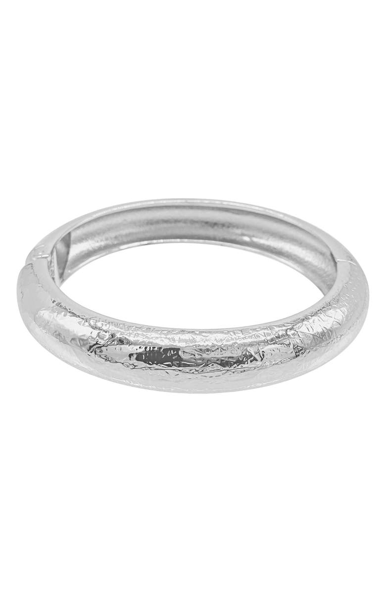 Adornia Textured Bangle Bracelet, Main, color, Silver