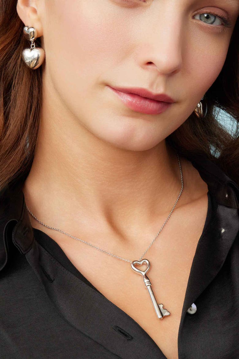Key To My Heart Pendant Necklace in Sterling Silver, Alternate, color, Silver