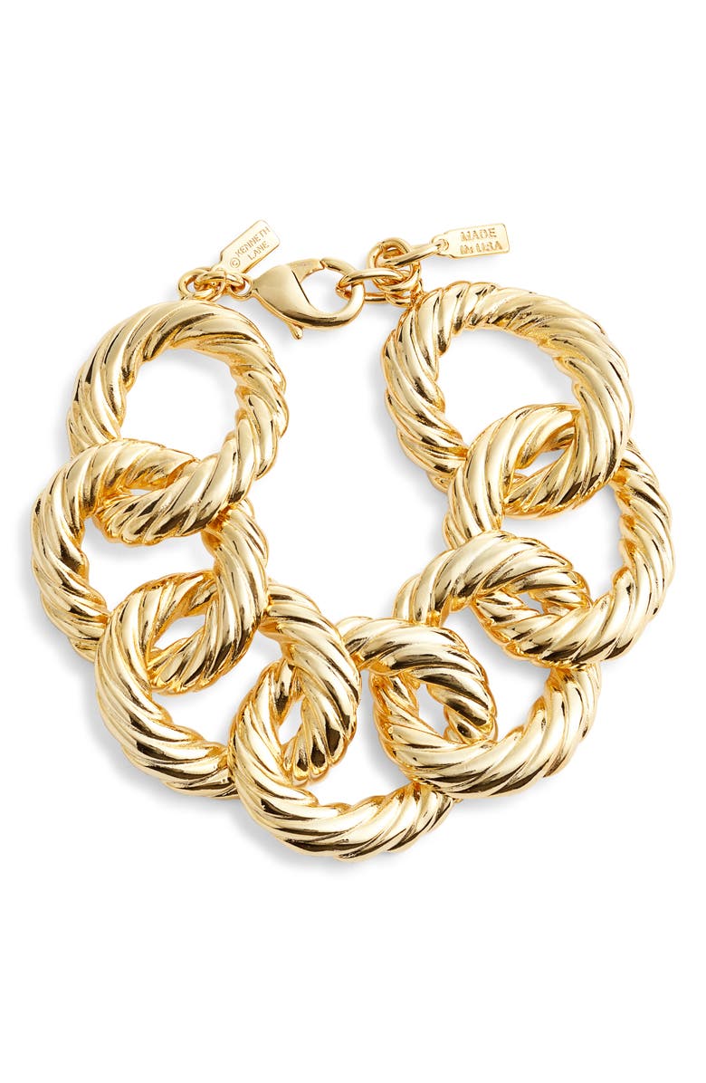 Kenneth Jay Lane Twist Link Bracelet, Main, color, 