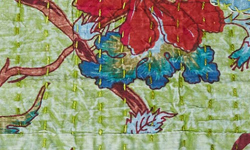 Taj Hotel Vintage Cotton Kantha Throw Blanket In Multi Green