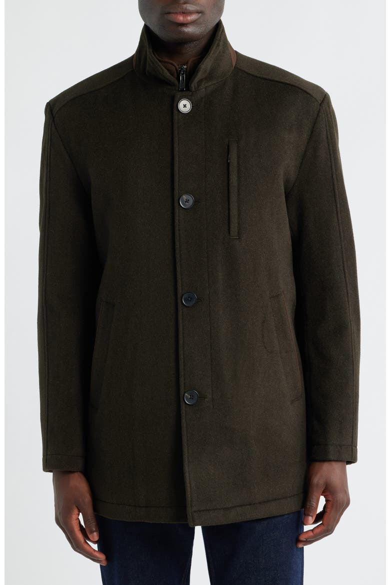 Upton Luxe 175th Anniversary Brown Wool Blend Car Coat with Removable Suede Bib, Alternate, color, LODEN