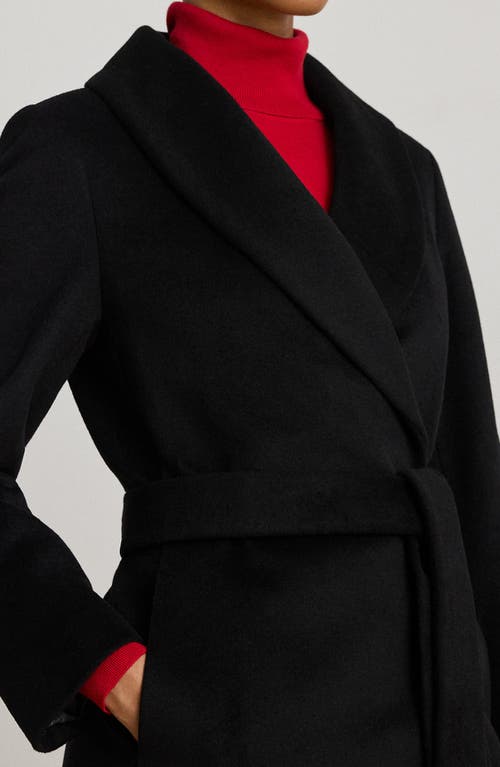 Ralph Lauren Lauren Wool Blend Wrap Coat In Black