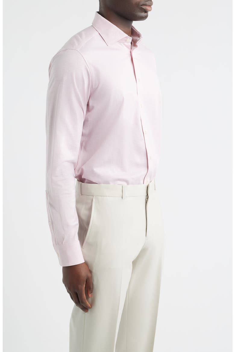 Modern Fit Jacquard Cotton Knit Dress Shirt, Alternate, color, LIGHT PASTEL PINK