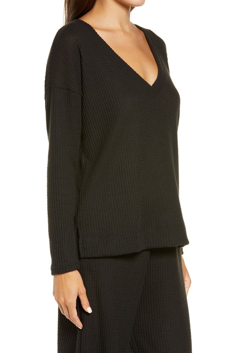 Socialite Waffle V-Neck Top, Alternate, color, 