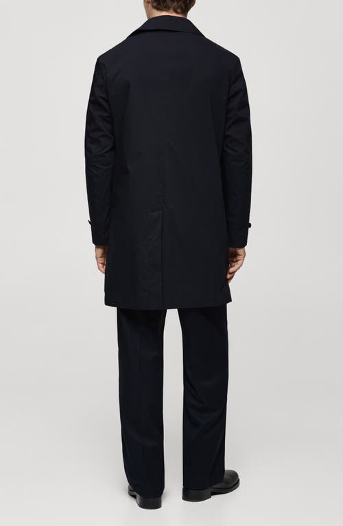 Mango Men's Quilted Water-repellent Trench Coat In Dark Navy