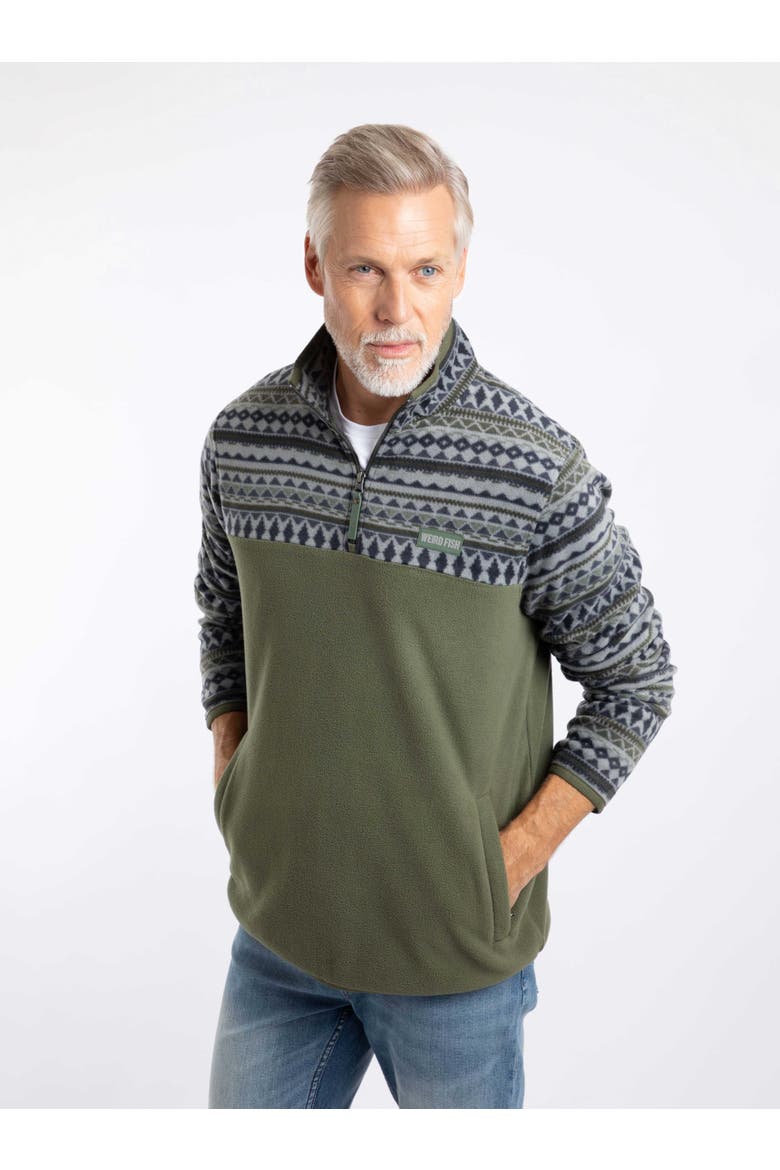 Gilbert 1/4 Zip Printed Microfleece, Main, color, Basil