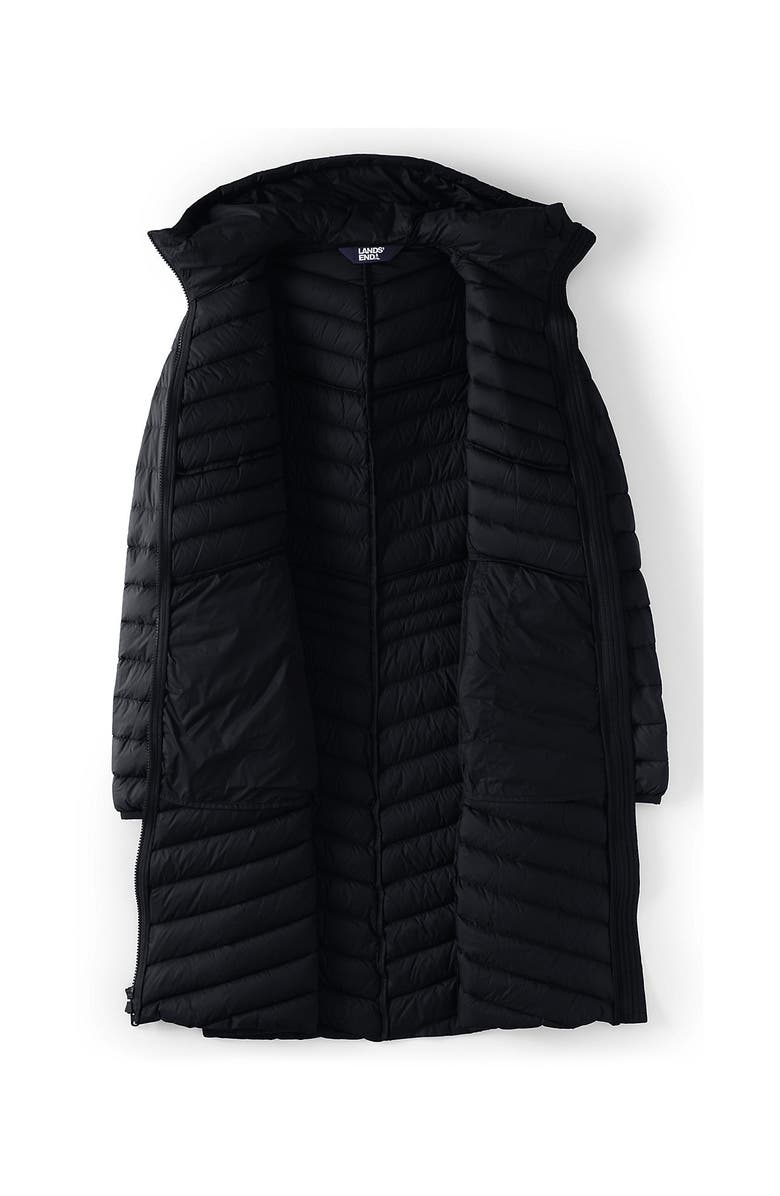 Lands' End Ultralight Packable Long Down Coat, Alternate, color, Black
