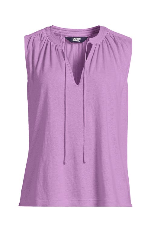 Lands' End Linen Blend Notch Neck Swing Tank Top In Purple