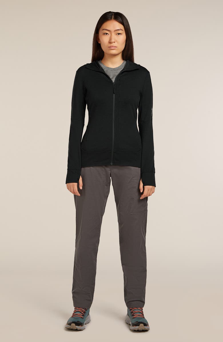 Icebreaker 260 Quantum Merino Wool Hooded Jacket, Alternate, color, Black