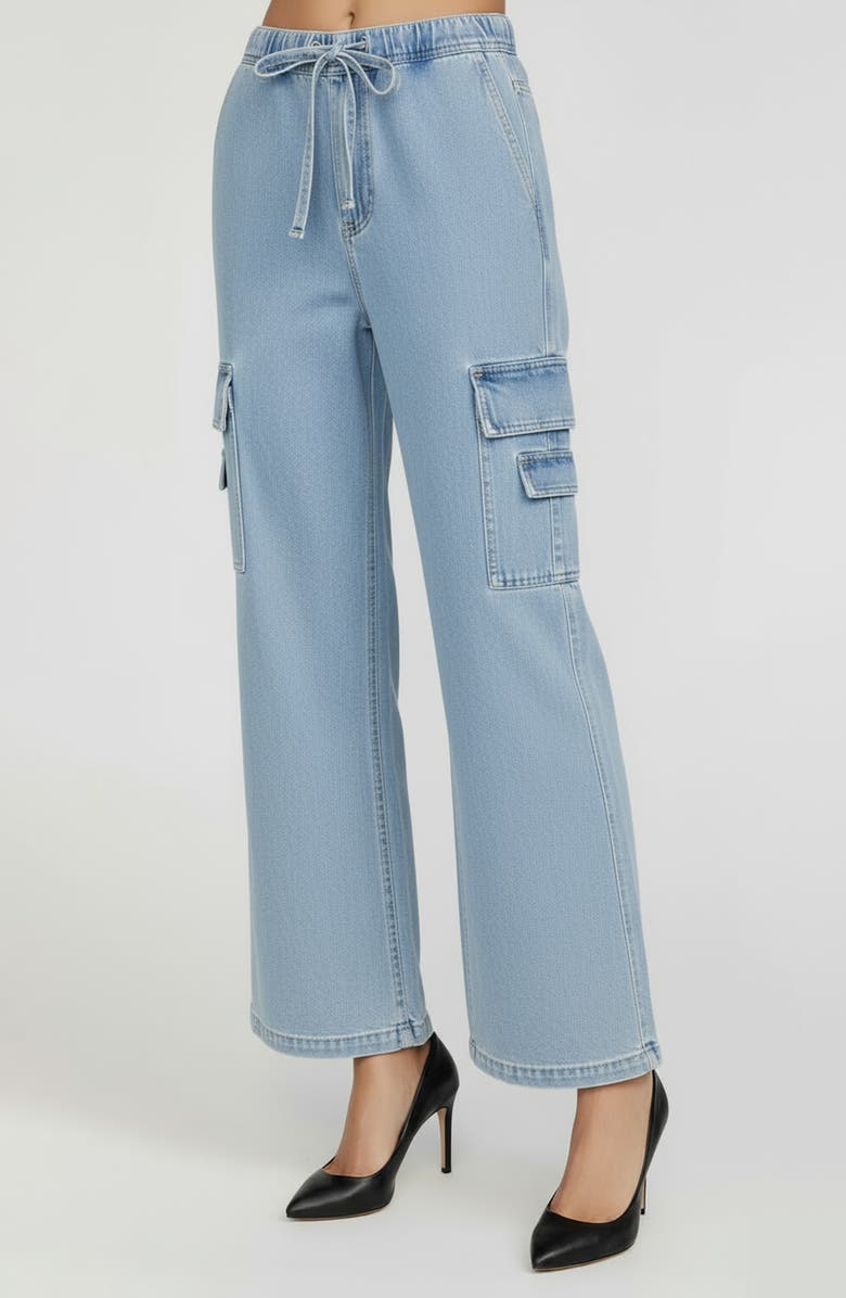 bebe The Double Cargo Jeans, Main, color, Light Blue