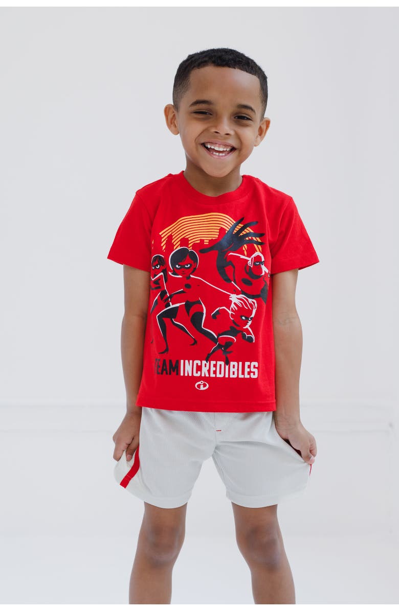 Disney T-Shirt & Mesh Shorts Set, Alternate, color, Incredibles Red Grey