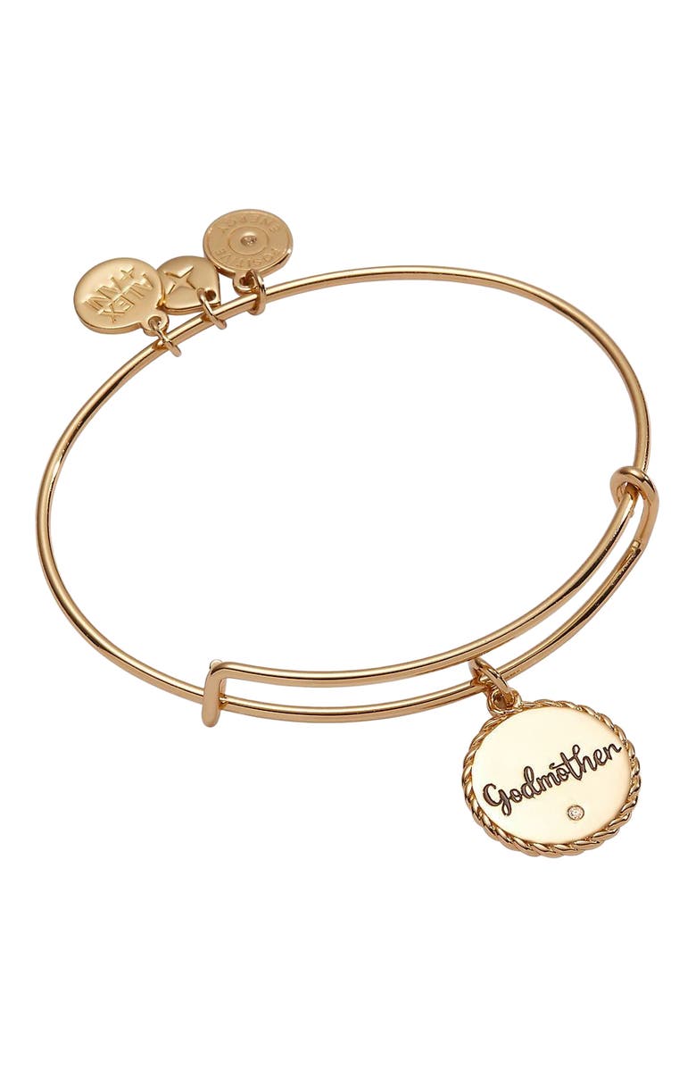 Alex and Ani Godmother Charm Bangle Bracelet, Main, color, Gold