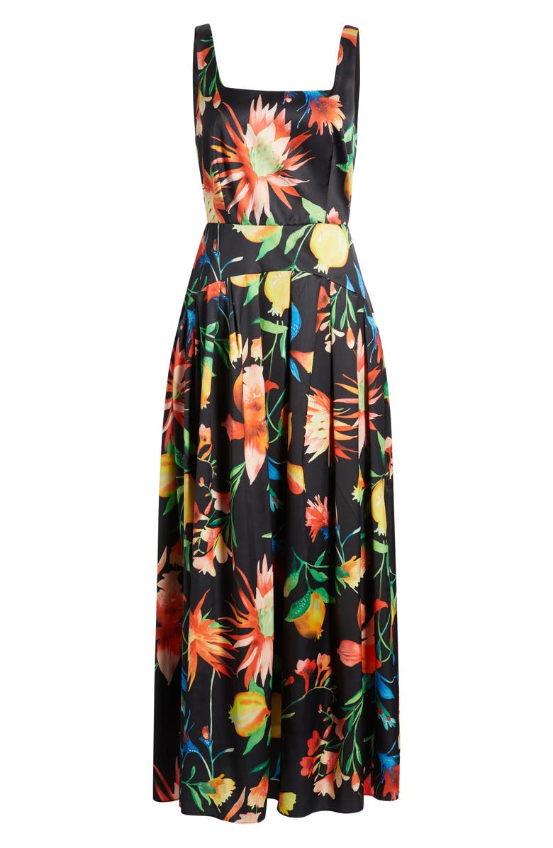 CIEBON Juno Floral Print Midi Dress, Alternate, color, Black Multi