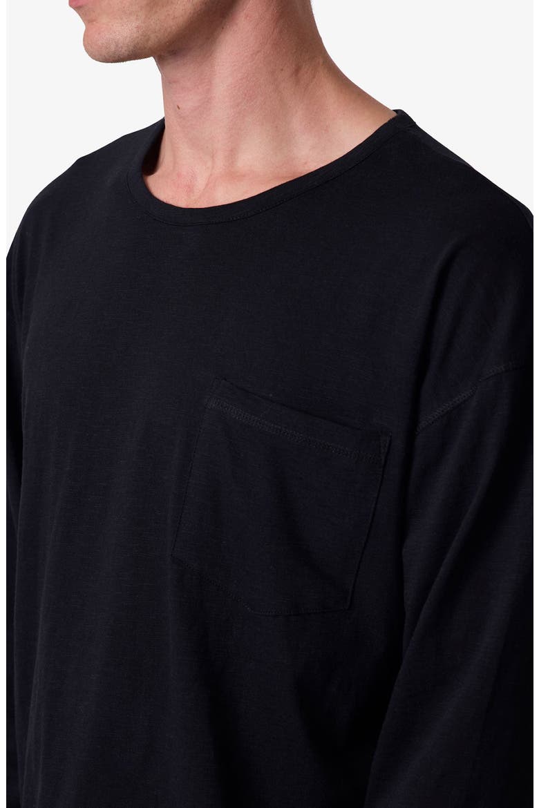 Slouchy Long Sleeve Pocket T-Shirt, Alternate, color, BLACK