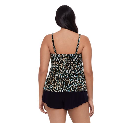 Trimshaper Leona V-neckline Tankini Swim Top In Black