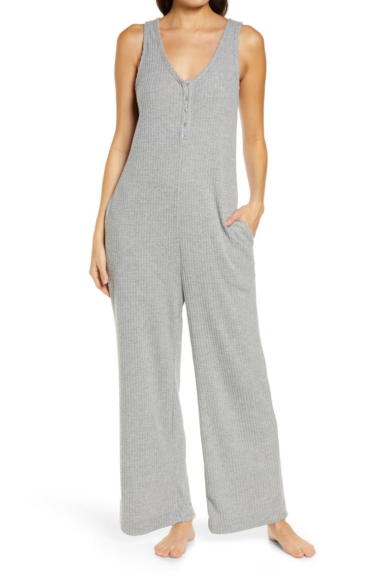 Waffle Knit Wide Leg Jumpsuit, Main, color, H GREY