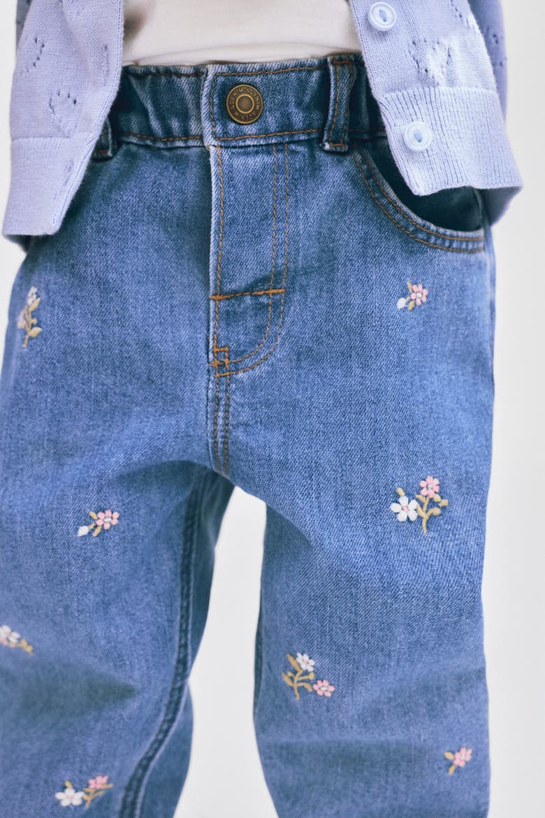 Embroidery-detail Jeans, Alternate, color, Denim blue/flowers