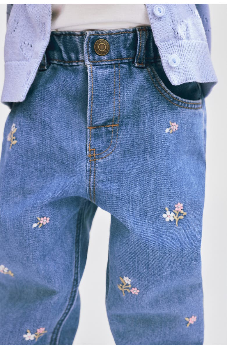H&M Embroidery-detail Jeans, Alternate, color, Denim Blue/Flowers