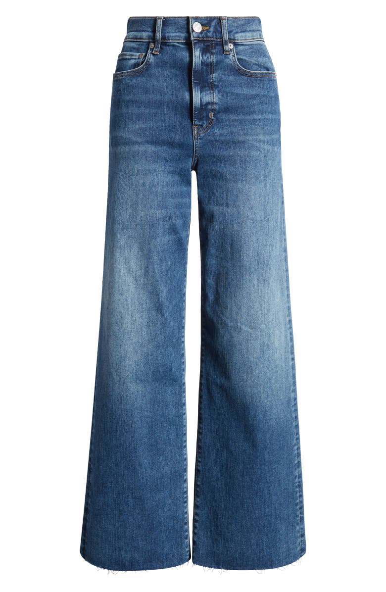 FRAME Le Slim Raw Fray Hem Palazzo Jeans, Alternate, color, Mermaid