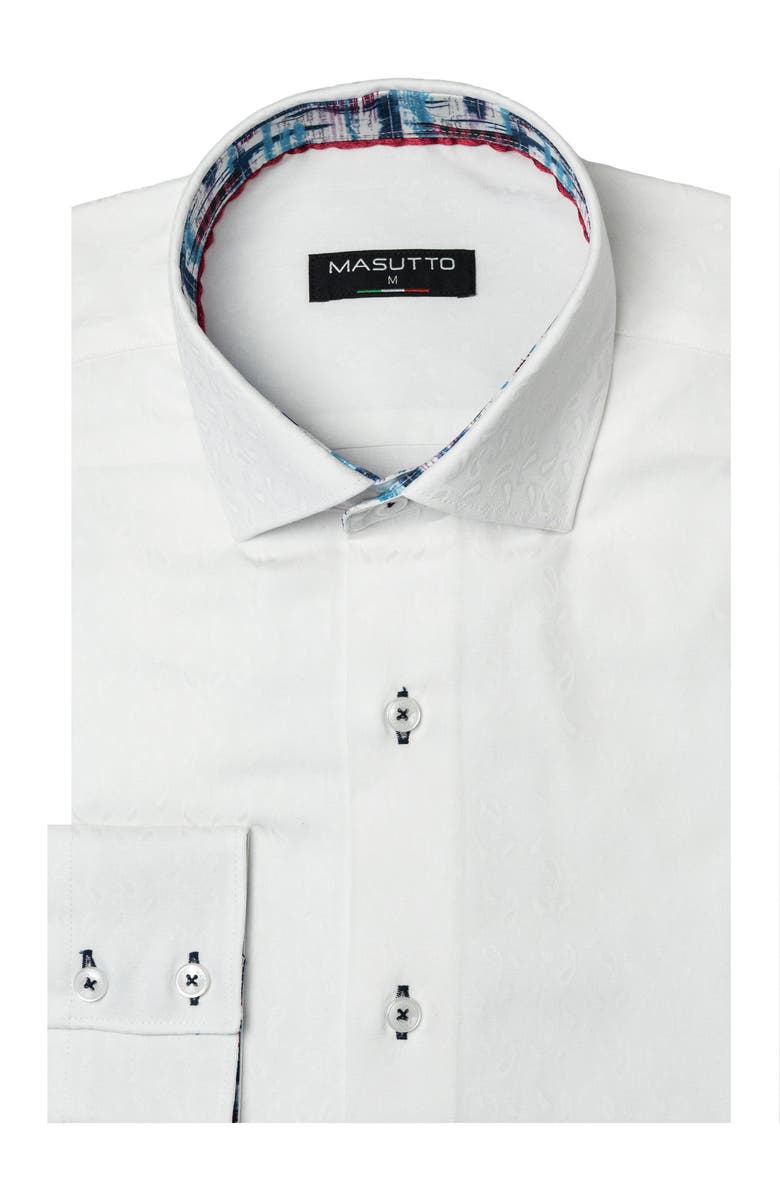 MASUTTO Harbor Jacquard Button-Up Shirt, Main, color, White