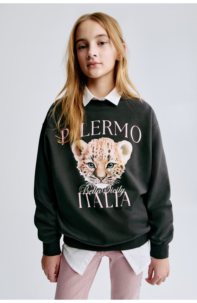 H&M Motif-detail Sweatshirt, Alternate, color, Black/Palermo