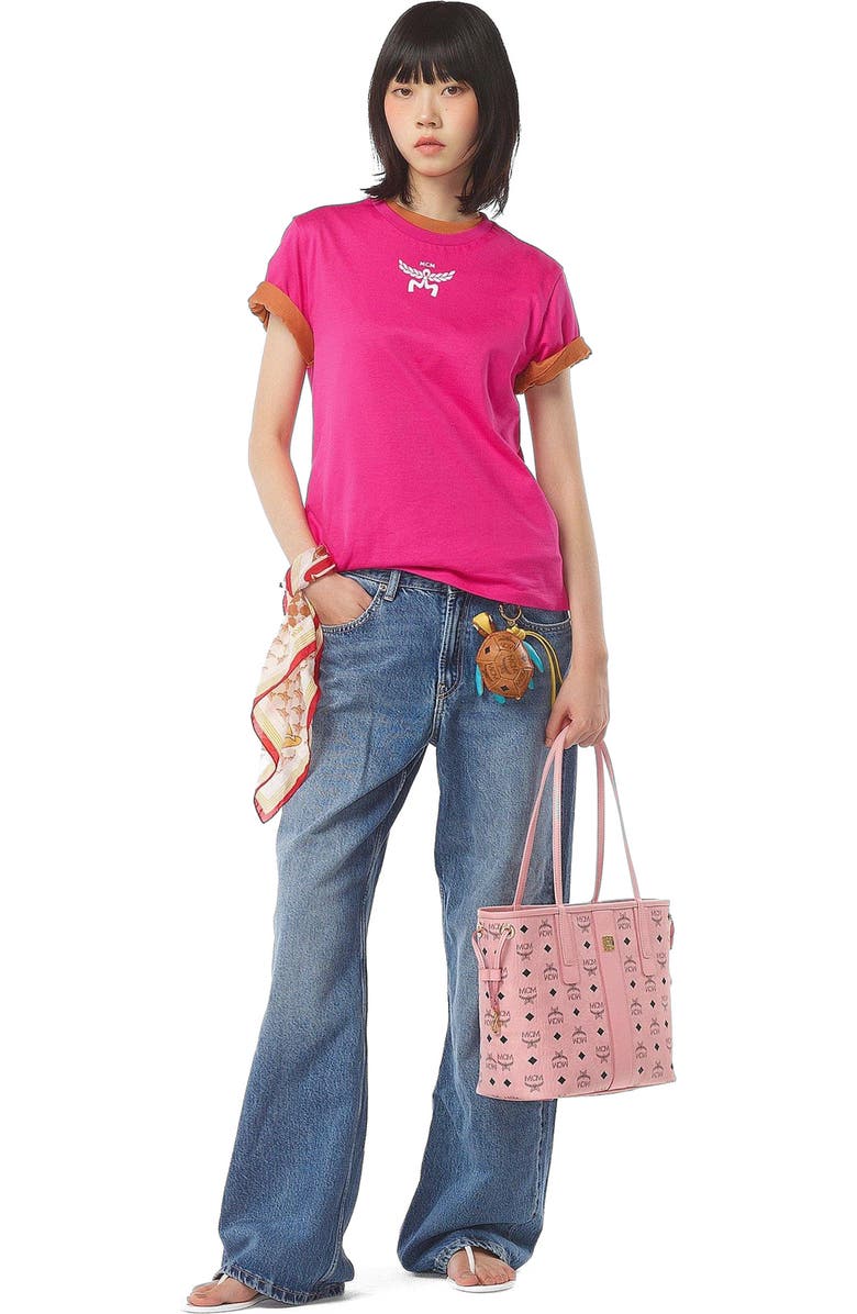 MCM Small Liz Shopper in Visetos, Alternate, color, Pink