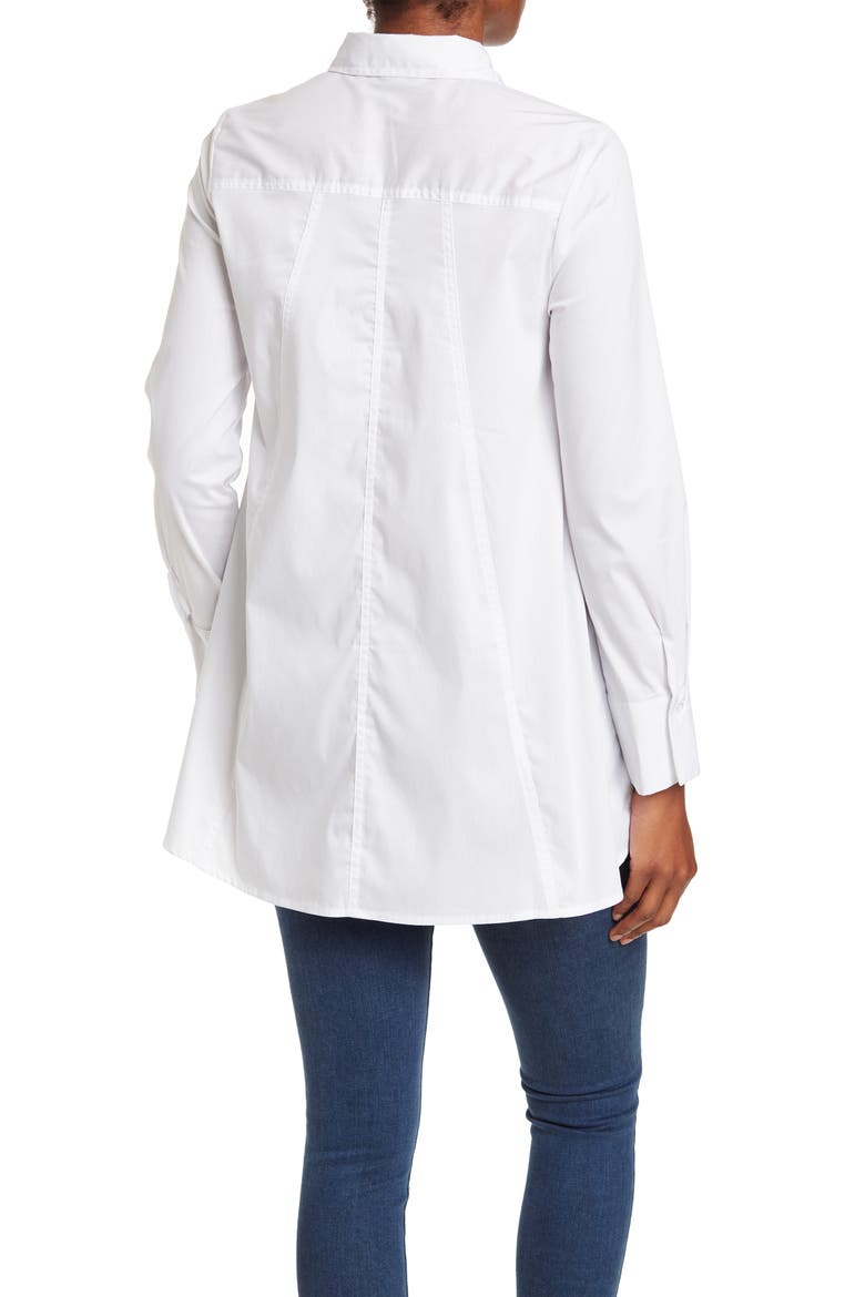 High Low Button Up Top, Alternate, color, WHITE