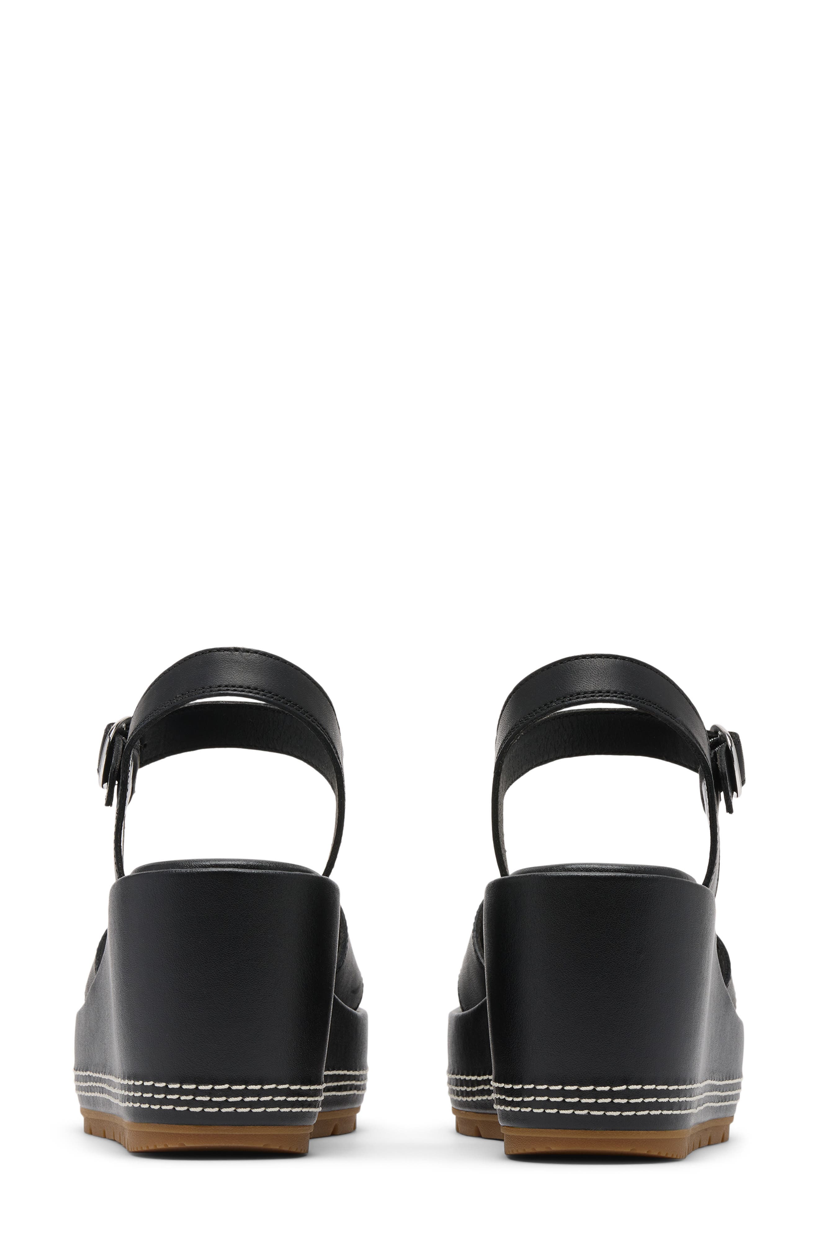 SOREL Sunpeak Ankle Strap Platform Wedge Sandal, Alternate, color, Black Gum 2