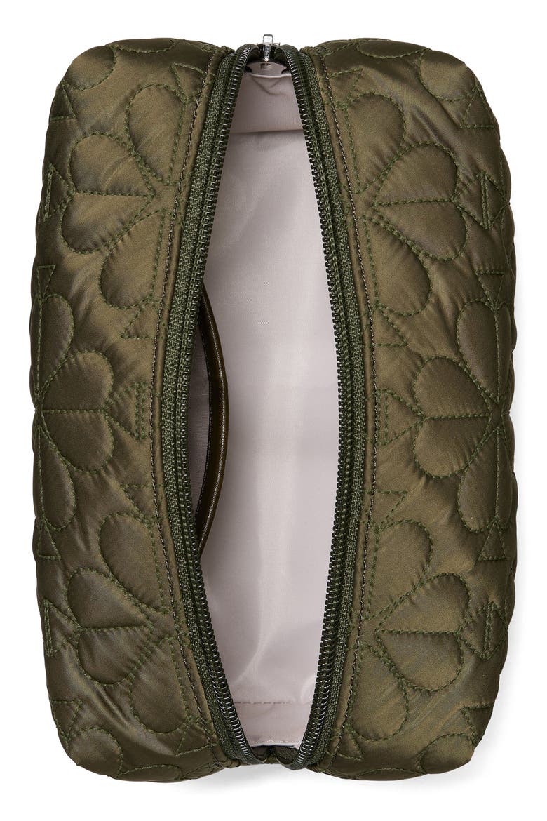 small tilly quilted fabric cosmetics case, Alternate, color, OOLONG GREEN