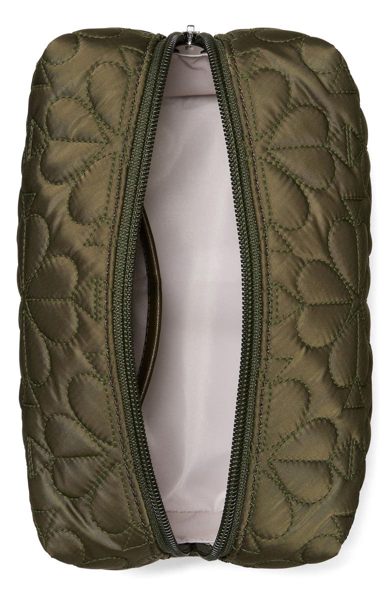 Kate Spade New York small tilly quilted fabric cosmetics case, Alternate, color, Oolong Green