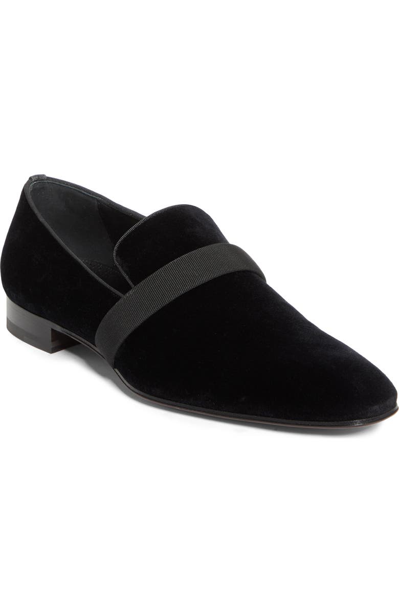 Christian Louboutin Dandy Deco Velour Venetian Loafer, Main, color, Black