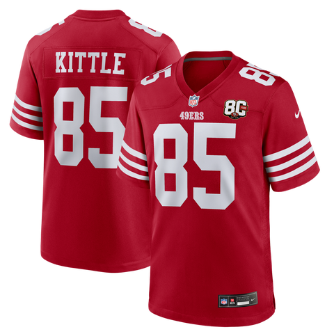 Men's Nike George Kittle Scarlet San Francisco 49ers 80th Anniversary Game Jersey