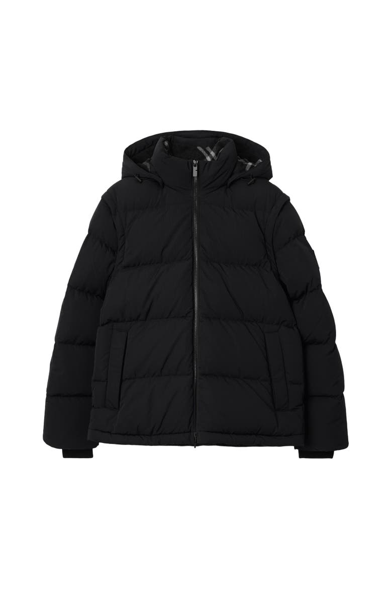 Detachable Sleeve Nylon Puffer Jacket, Alternate, color, Black/charcoal