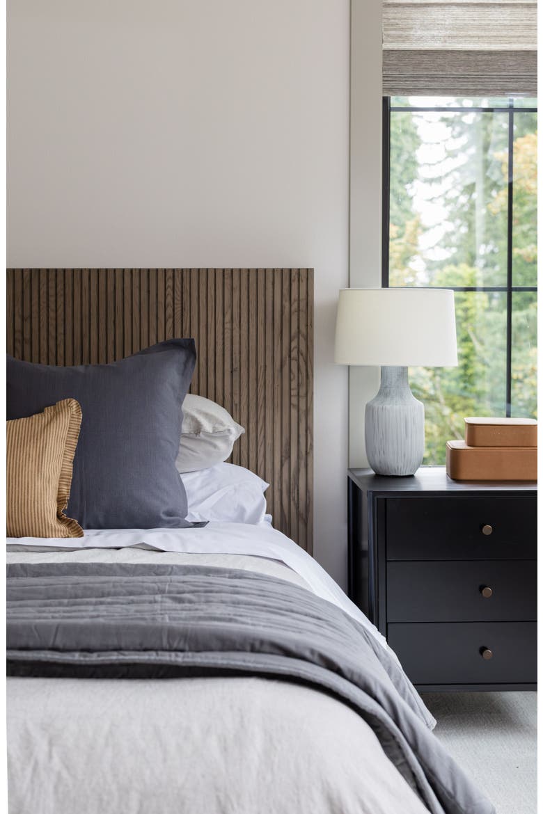 Ethan | Flange Charcoal Gray Natural Linen Pillow Cover, Alternate, color, Charcoal Gray