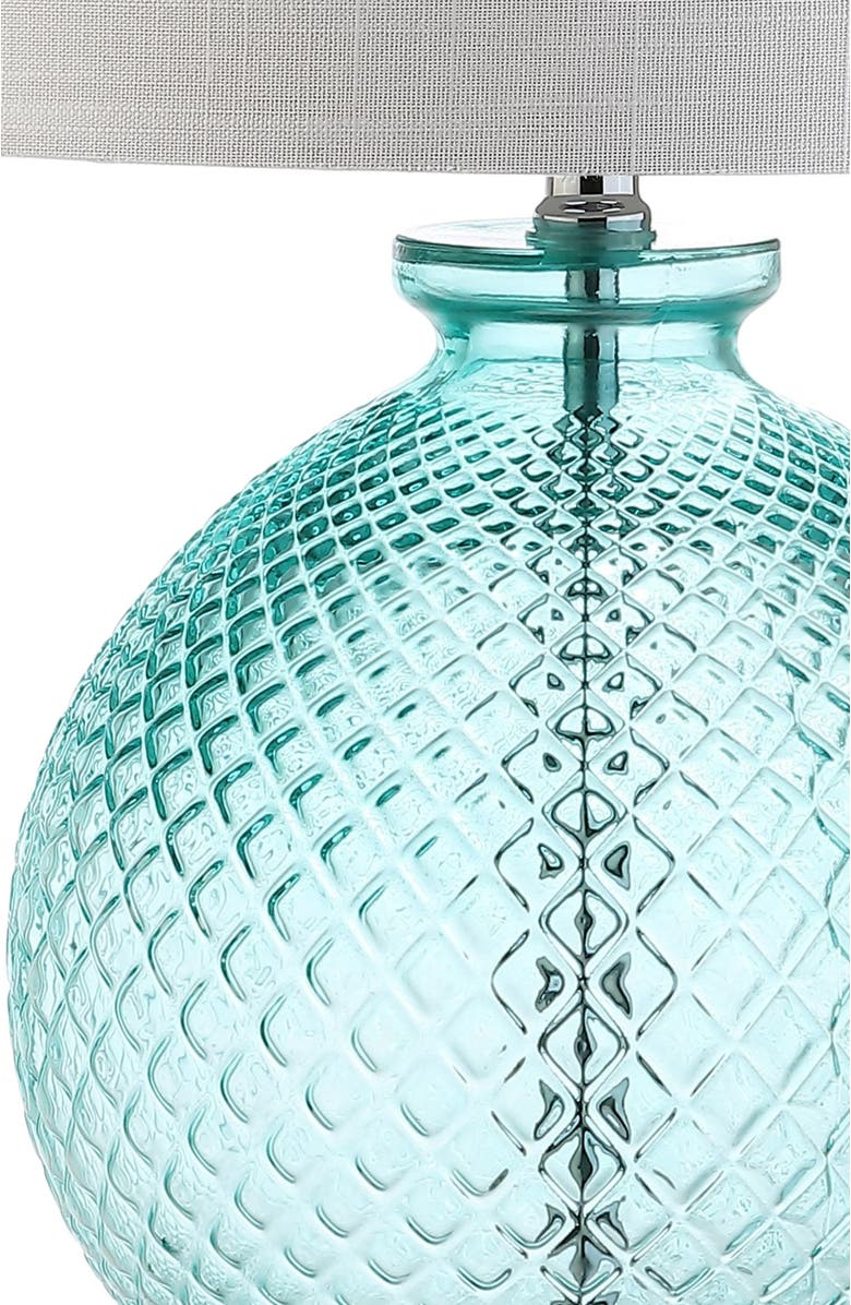 JONATHAN Y Estelle 26" Glass and Crystal LED Table Lamp, Aqua, Alternate, color, Aqua/Clear