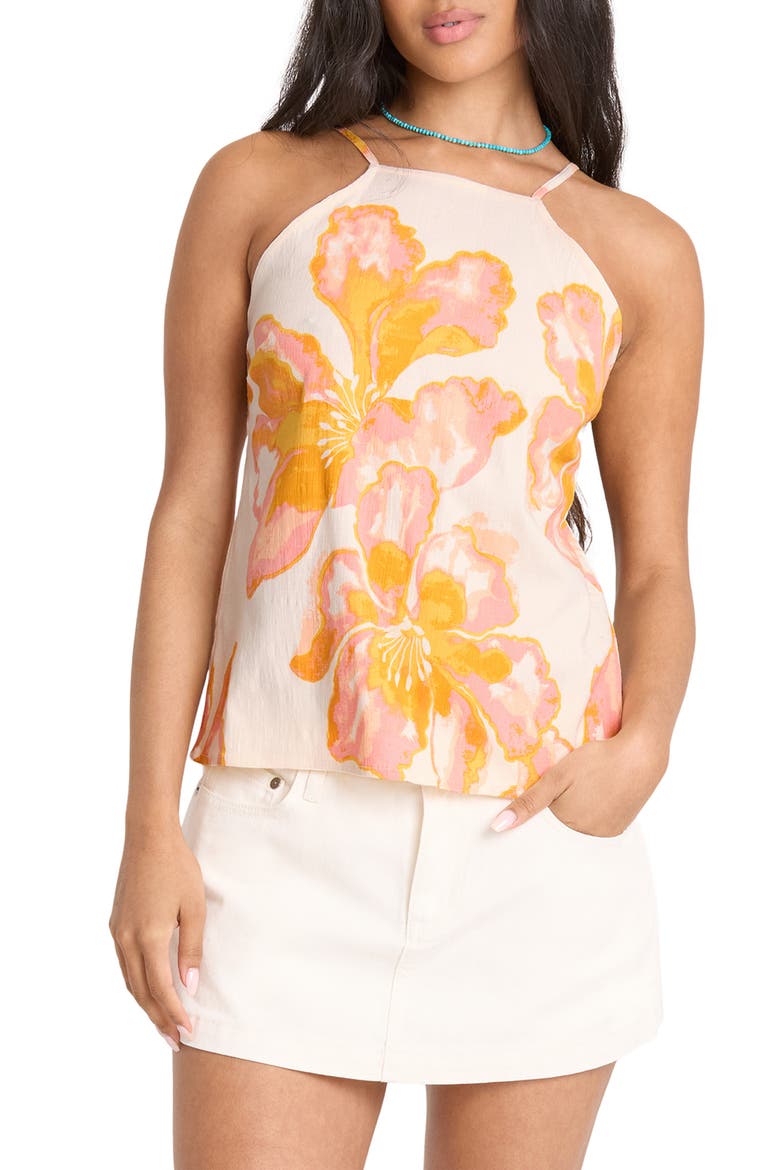 Floral Trippin Halter Tank, Main, color, SALT CRYSTAL
