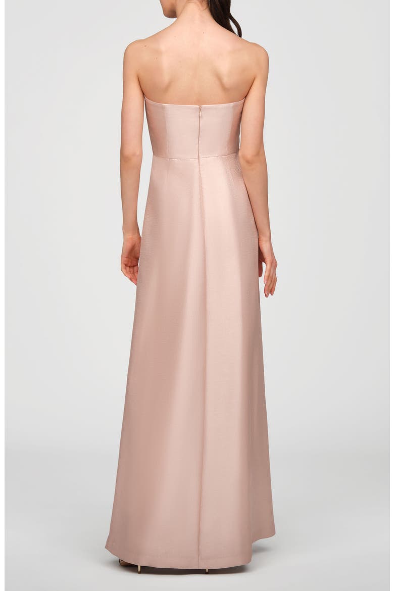 Chandler Embroidered Floral Walk Thru Metallic Organza Gown, Alternate, color, CHAMPAGNE
