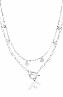Adornia Toggle Initial Pendant Layered Necklace