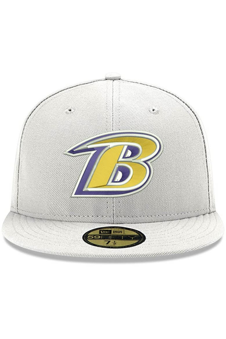 Men's New Era White Baltimore Ravens Omaha Lettermark 59FIFTY Fitted Hat, Alternate, color, White