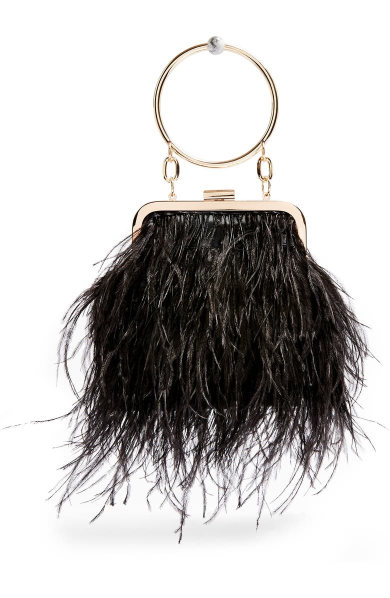 Topshop Frosty Feather Handbag, Main, color,